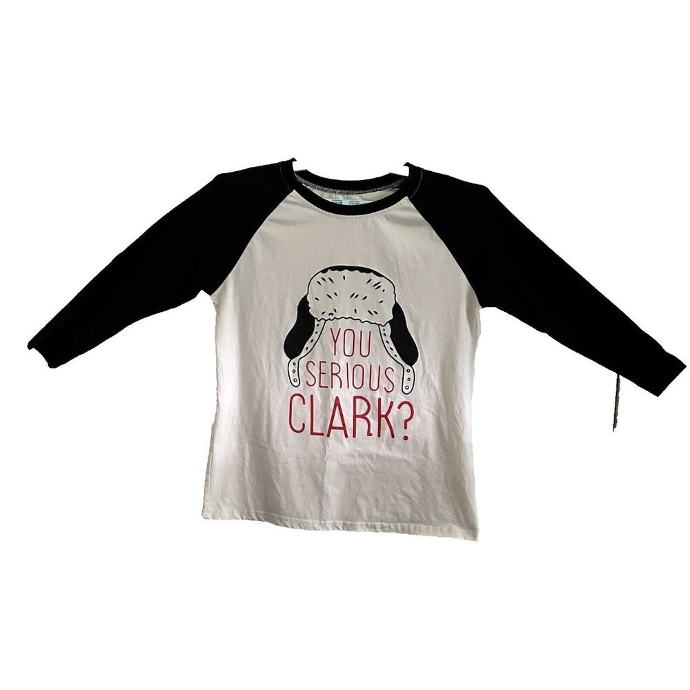 You Serious Clark? Christmas Shirt 3/4 Sleeve Raglan Graphic Tee Holiday Party L